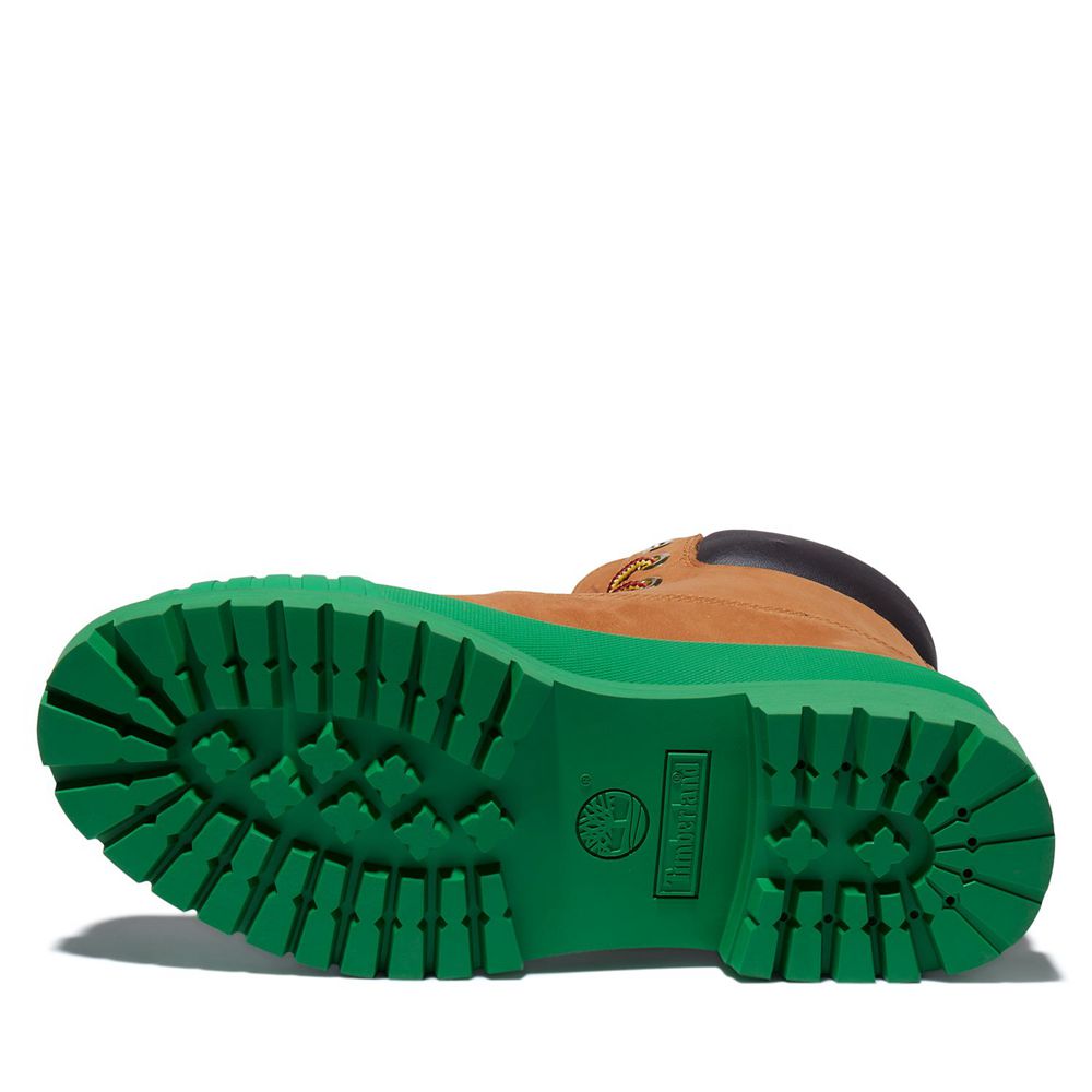 Bototos Timberland Hombre 6-Inch Bee Line X Waterproof Rubber Toe Marrones/Verde - Chile KOF-137640